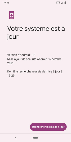 Si votre téléphone est à jour, vous verrez l'écran suivant