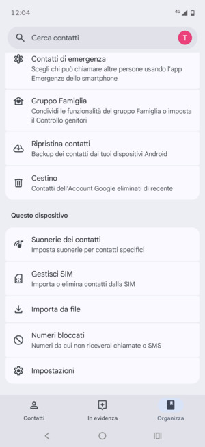 Scorri e seleziona Gestisci SIM