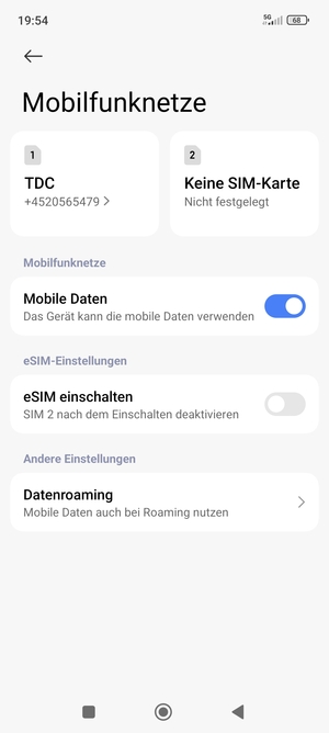 Wählen Sie Datenroaming