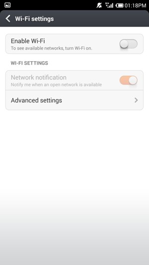 Turn on Enable Wi-Fi
