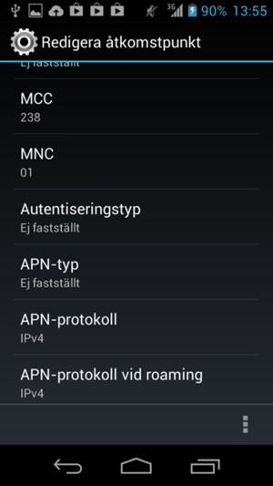 Scrolla ner och ange internetinformation
