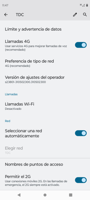 Desplácese y seleccione Nombres de puntos de acceso