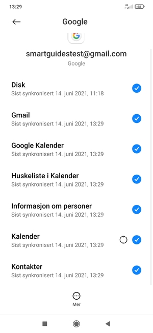 Forsikre deg om at Kontakter er valgt