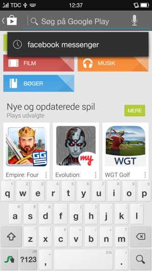 Indtast navnet på appen og vælg Søg