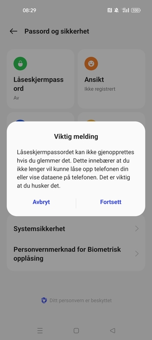 Velg Fortsett