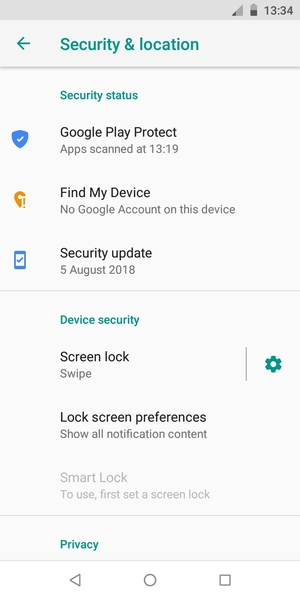 Select Screen lock