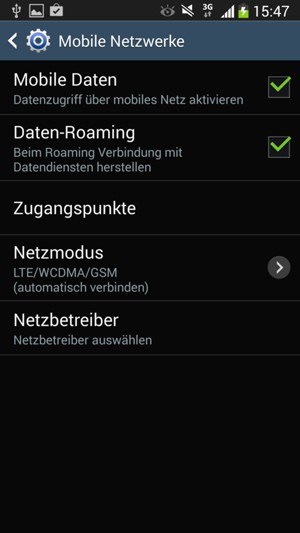 Schalten Sie Daten-Roaming an oder aus