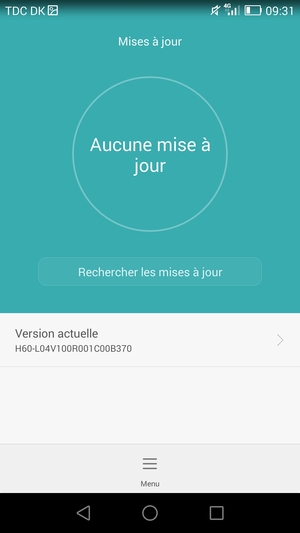 Si votre téléphone est à jour, vous verrez l'écran suivant.