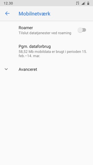 Vælg Avanceret