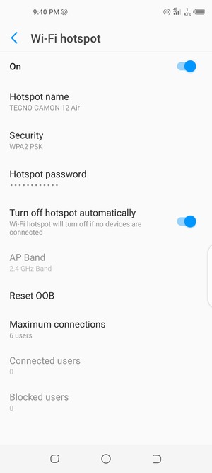 Your phone is now set up for use as a modem