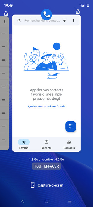 Sélectionnez TOUT EFFACER pour fermer toutes les applis en cours d'exécution