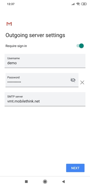 Enter Outgoing server address