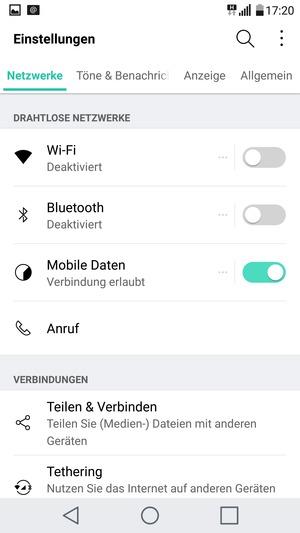 Wählen Sie Allgemein