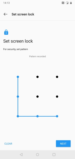 Draw an unlock pattern and select NEXT