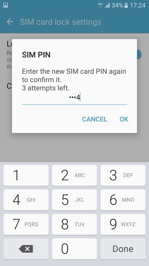 Confirm your new SIM card PIN and select OK