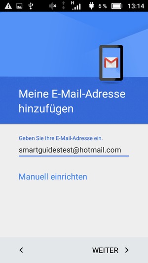 Geben Sie Ihre E-Mail-Adresse ein und wählen Sie WEITER