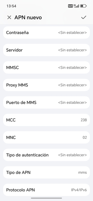 Introduzca la información MMS