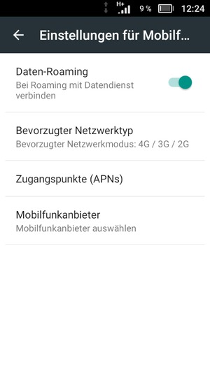 Schalten Sie Daten-Roaming an oder aus