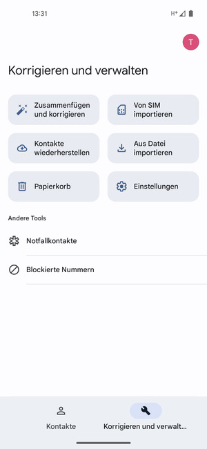 Wählen Sie Von SIM importieren