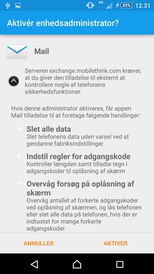 Vælg AKTIVER