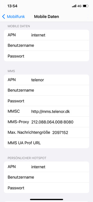 Geben Sie MMS-Informationen ein