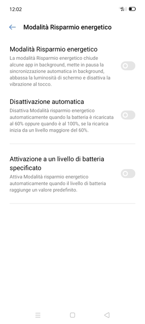 Attiva Modalità Risparmio energetico