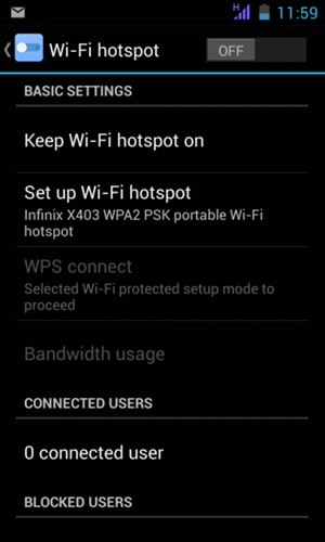 Select Set up Wi-Fi hotspot