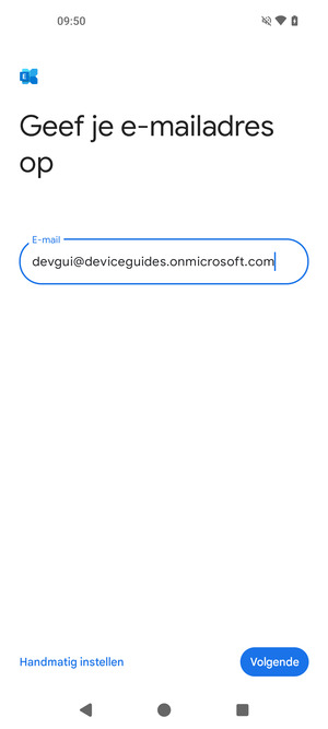 Voer uw e-mailadres in en selecteer Handmatig instellen