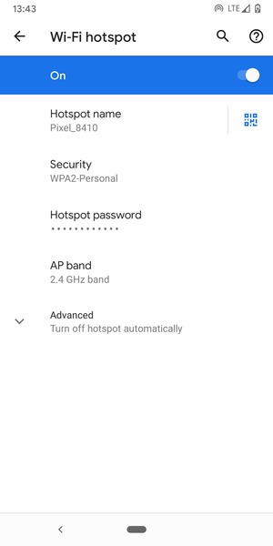 Your phone is now set up for use as a modem