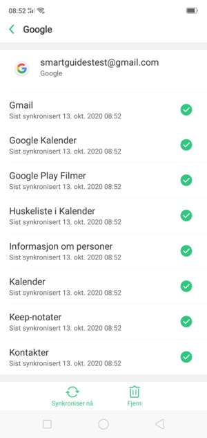 Velg Synkroniser nå