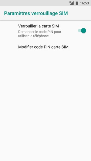 Sélectionnez  Modifier code PIN carte SIM