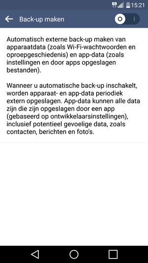 Schakel Back-up maken in