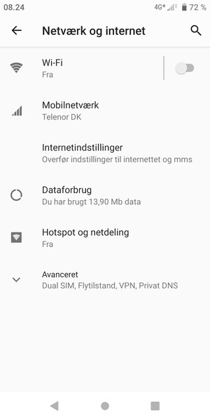 Vælg Mobilnetværk