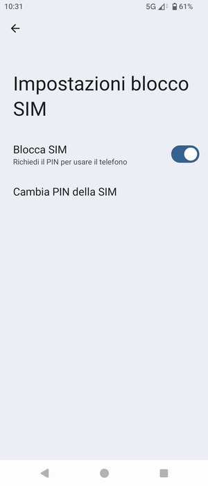 Seleziona  Cambia PIN della SIM