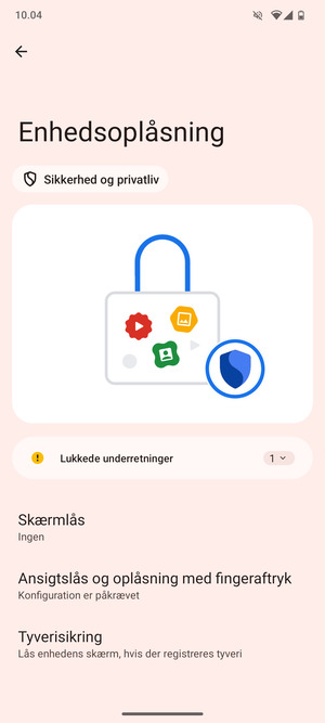 Vælg Skærmlås