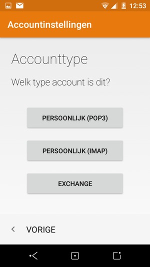 Selecteer PERSOONLIJK (POP3) of PERSOONLIJK (IMAP)