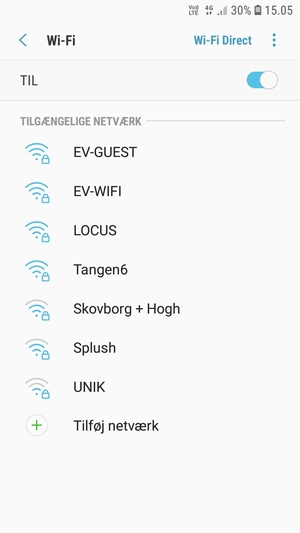 Vælg det trådløse netværk, du ønsker at oprette forbindelse til