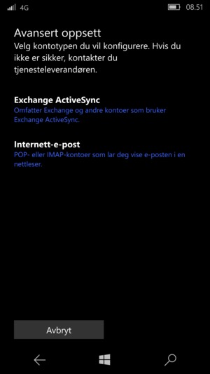 Velg Exchange ActiveSync