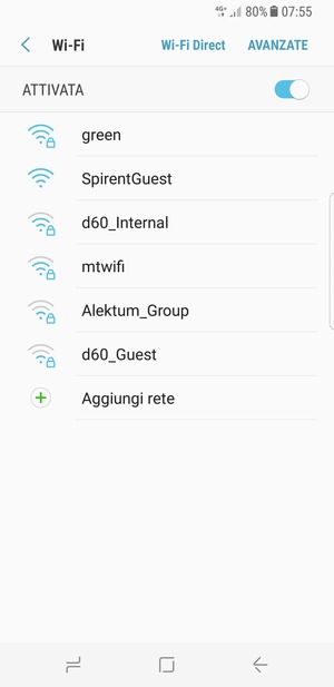 Seleziona la rete wireless a cui desideri connetterti