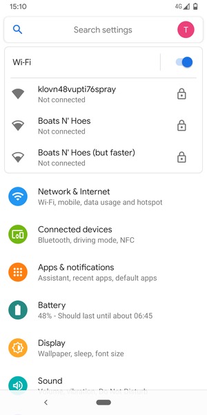 Select the wireless network you want to connect to