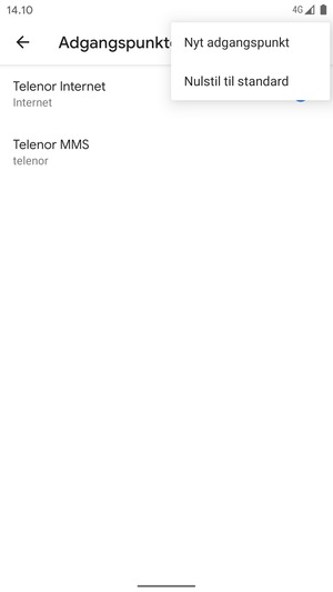 Vælg Nulstil til standard