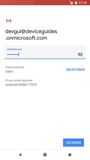 Voer uw wachtwoord in en selecteer VOLGENDE