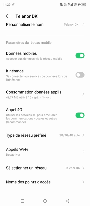 Faites défiler et sélectionnez Noms des points d'accès