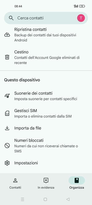 Scorri e seleziona Gestisci SIM
