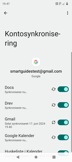 Dine oplysninger vil blive synkroniseret