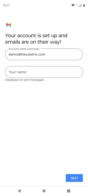 Give your account a name and enter your name. Select NEXT