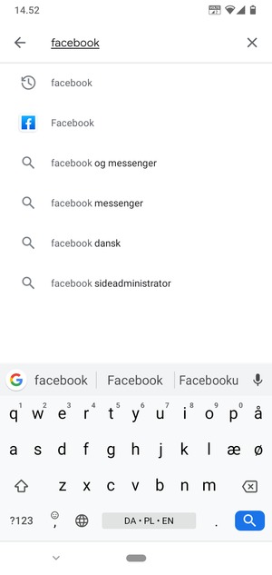 Indtast navnet på appen og vælg Søg