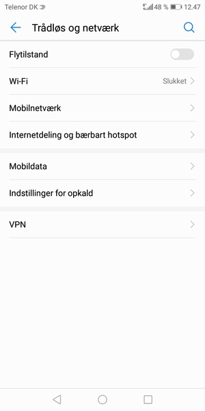 Vælg Mobilnetværk