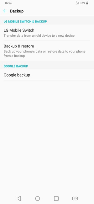 Select Google backup