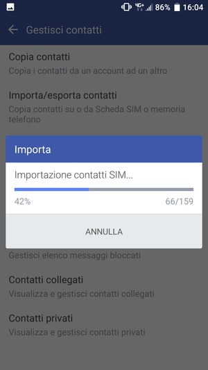 I tuoi contatti verranno salvati sul tuo account Google, e salvati sul tuo telefono la prossima volta che Google sarà sincronizzato.